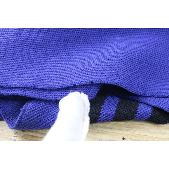 Liz Claiborne Scarf Blue Black Merino Wool Striped Vintage 1987 Hong Kong New - Picture 6 of 8